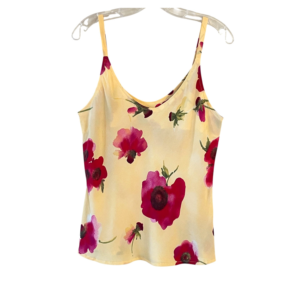 CITRON SANTA MONICA Size Large Yellow Floral Pullover Cami Tank Top VTG USA